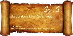Sztankovics Sándor névjegykártya